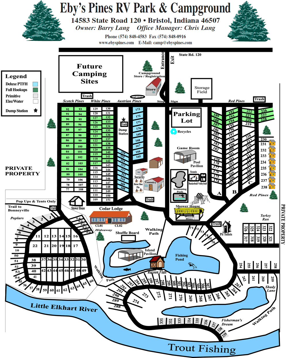 Eby's Pines RV Park & Campground Map